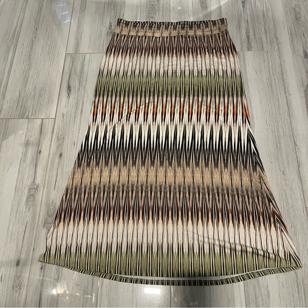 Karen Kane Maxi Skirt in Cream, Brown, Green, Black